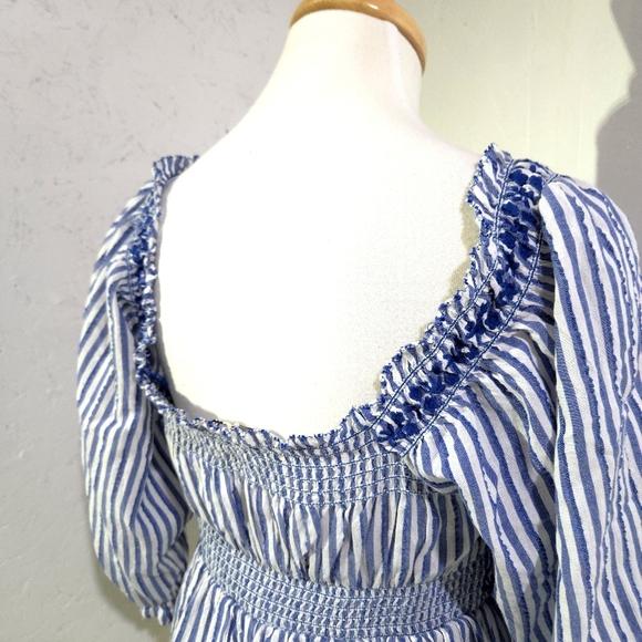 American Eagle | Blue and White Striped Cottagecore Dress - Picture 6 of 9